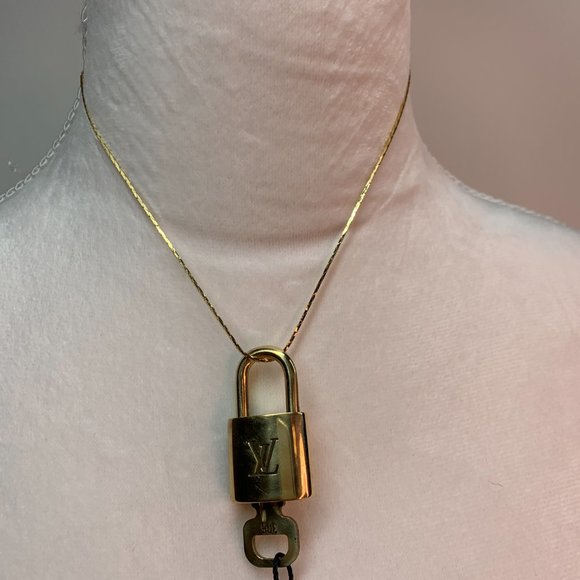 Louis Vuitton Lock and Key on 15.5" Gold Plated Necklace - Picture 1 of 5